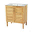 Meuble-lavabo antique de 30 po avec lavabo en céramique, meuble-lavabo moderne Mid-Century avec 2 portes à fermeture en douceur et grand espace de rangement, ensemble de meuble-lavabo simple autoportant rétro