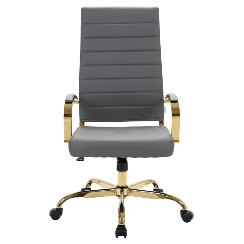 Fauteuil de bureau en cuir Humairaa, Gris