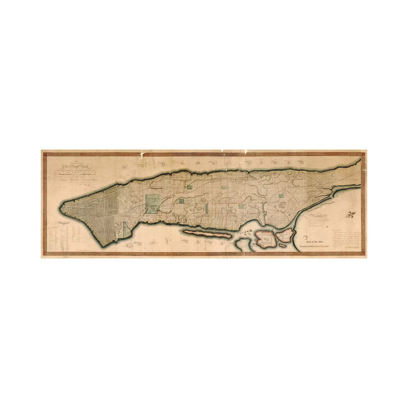 New York And The Island Of Manhattan by P. Maverick - Wrapped Canvas Panoramic Gallery-Wrapped Canvas Giclée