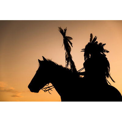 Indians Riding A Horse - Wrapped Canvas Print