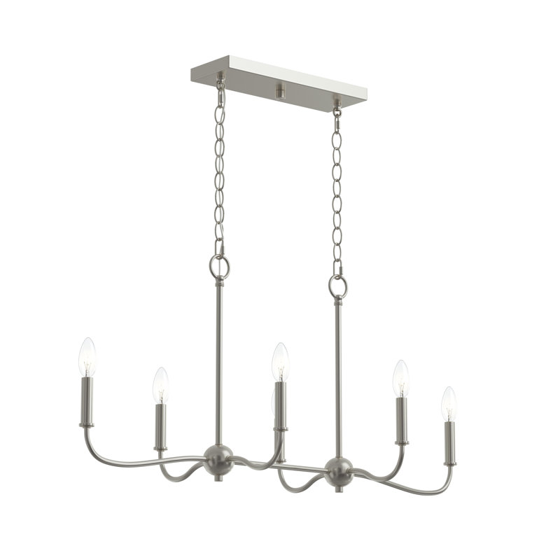 Ilia 6-Light Brushed Nickel Island Chandelier, Brushed Nickel