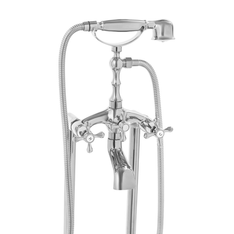 Floor-Mounted Tub Filler, Silver