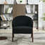 Chaise d'appoint moderne de style Mid-Century, chaise de salon rembourrée en tissu de lin avec structure en bois, chaise d'appoint confortable à lire Assemblage facile-1042226756