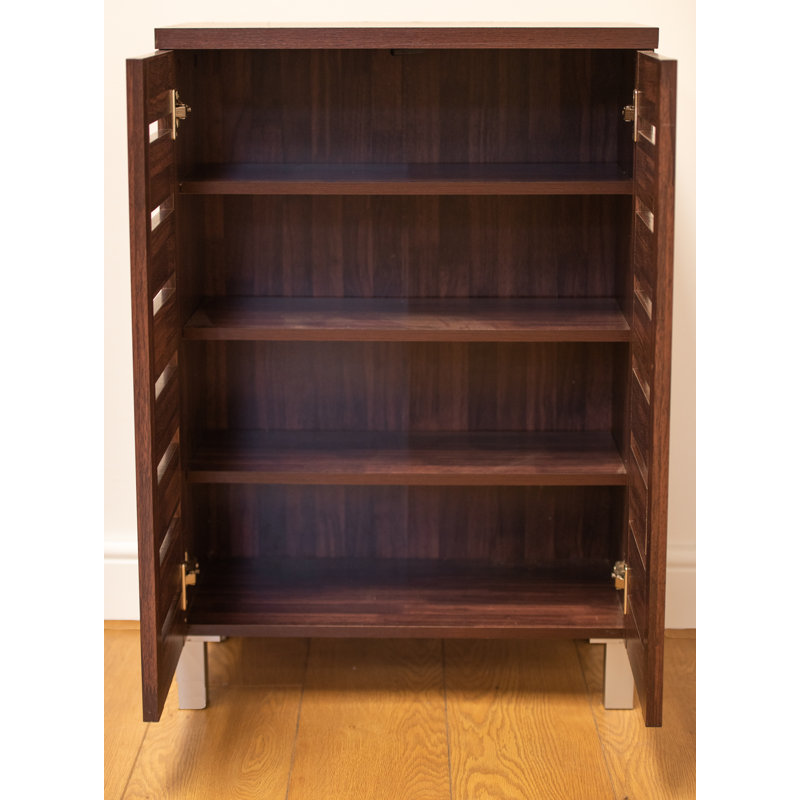 Osvaldo 8 Pair Shoe Storage Cabinet, Dark Brown