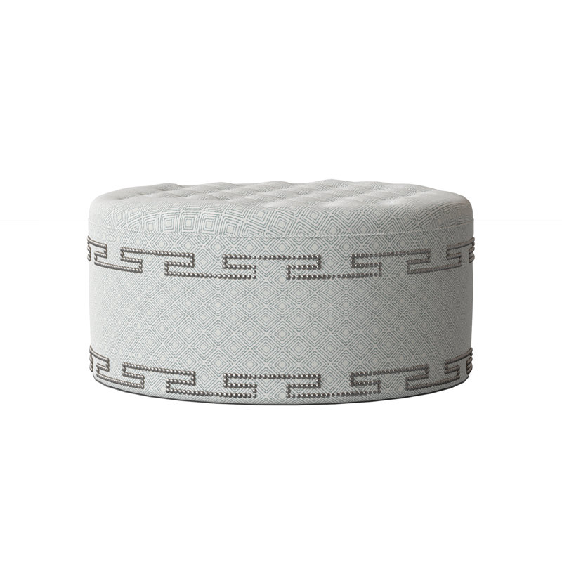 Elle Round Ottoman, Savona Fuchsia, Shiny Nickel