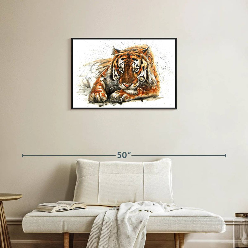 Lounging Bengal Tiger, 21" H x 31" W