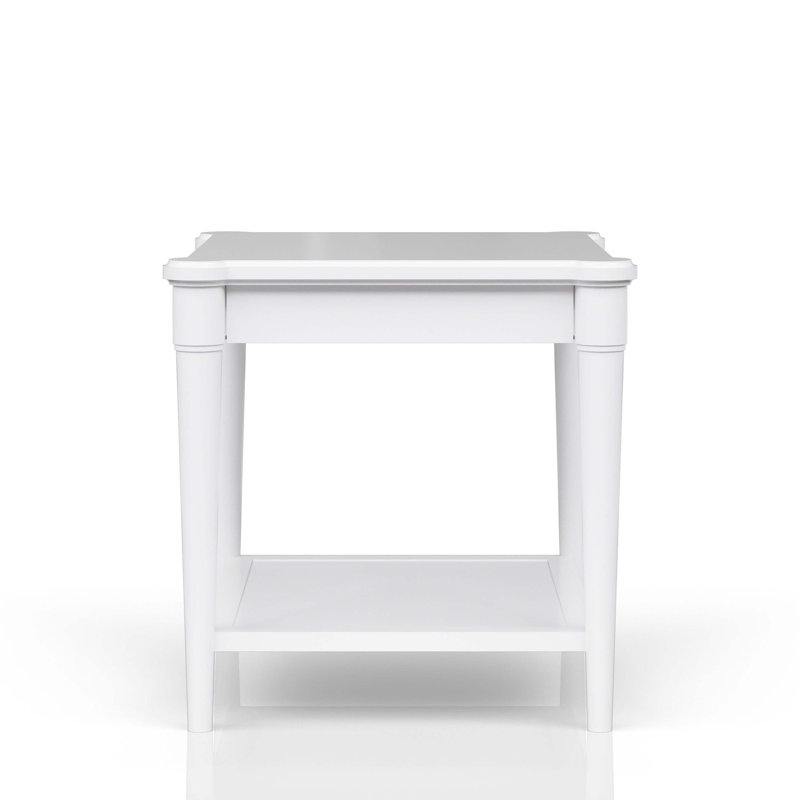 White Finished End Table With Storage Drawer