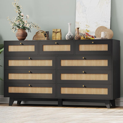  Rattan 9 Drawers Dresser