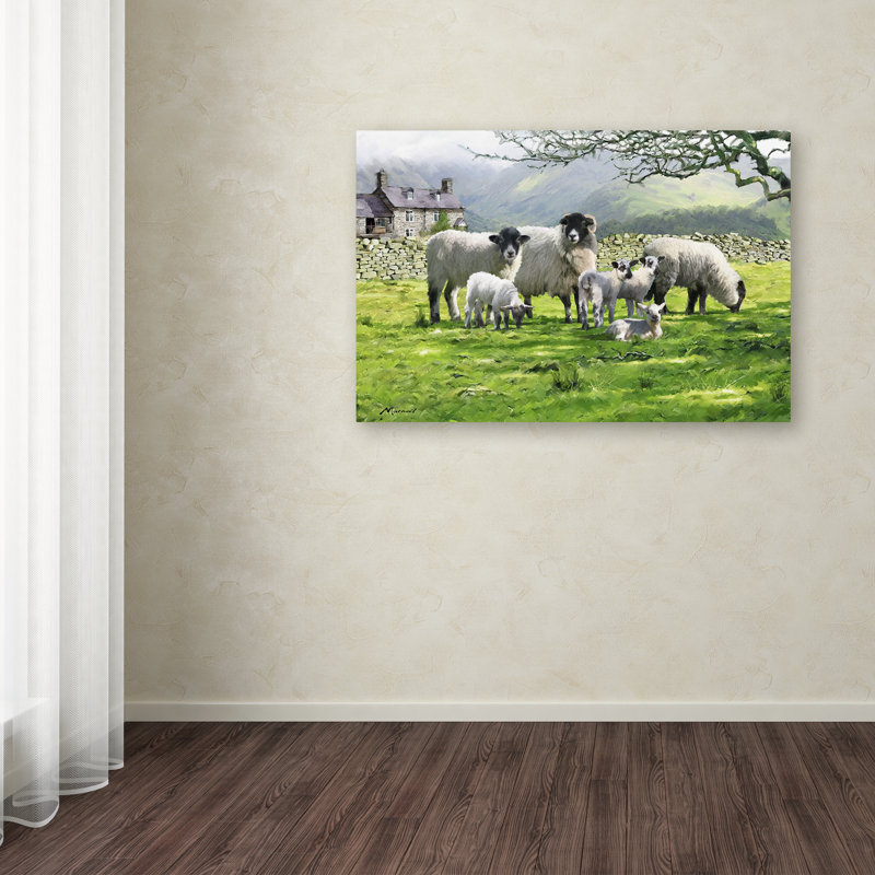 «Black Mountain Sheep Landscape» par Armand, reproduction sur toile, H 22 po x l 32 po x P 2 po
