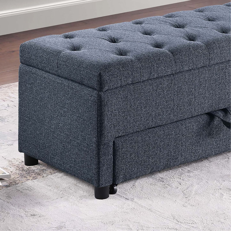 Contemporary Living Room Furniture Ottoman W Storage And Underseat Drawer 1Pc Ottoman Tufted Seat Boucle（ONLY OTTOMAN)