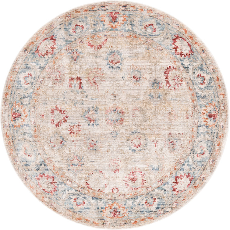 Ashaureah Kylee Traditional Ivory/Red/Blue Area Rug