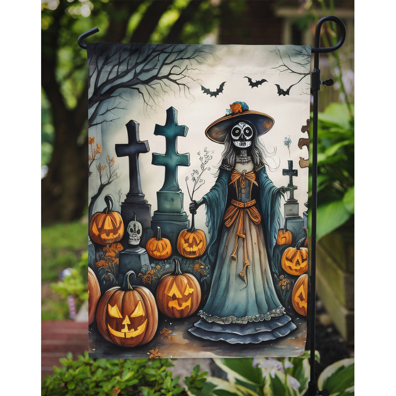 Drapeau de jardin d'Halloween squelette La Catrina