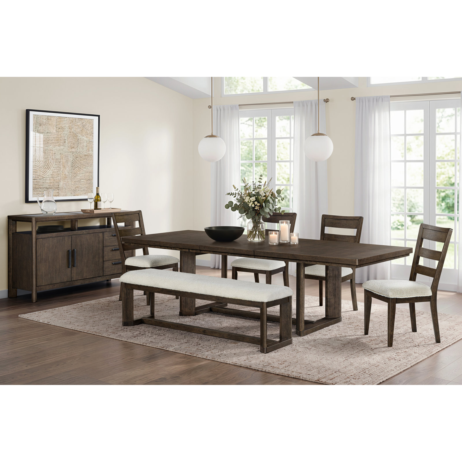 Danity 80'' Wide Dining Table with Leaf, Dark Oak