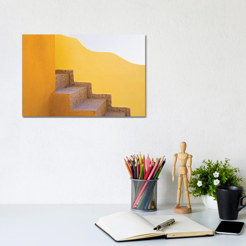 Greece, Santorini. Stairs And Building Shapes. by Jaynes Gallery - Wrapped Canvas Print, 20.32cm H x 30.48cm W x 1.91cm D