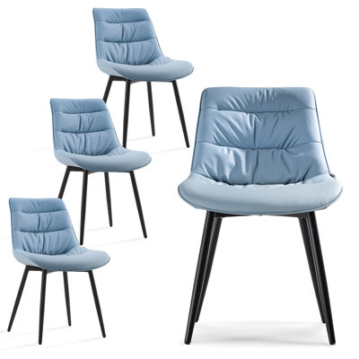 Modern Upholstered Back Dining Chair Armless Side Chair With Metal Legs