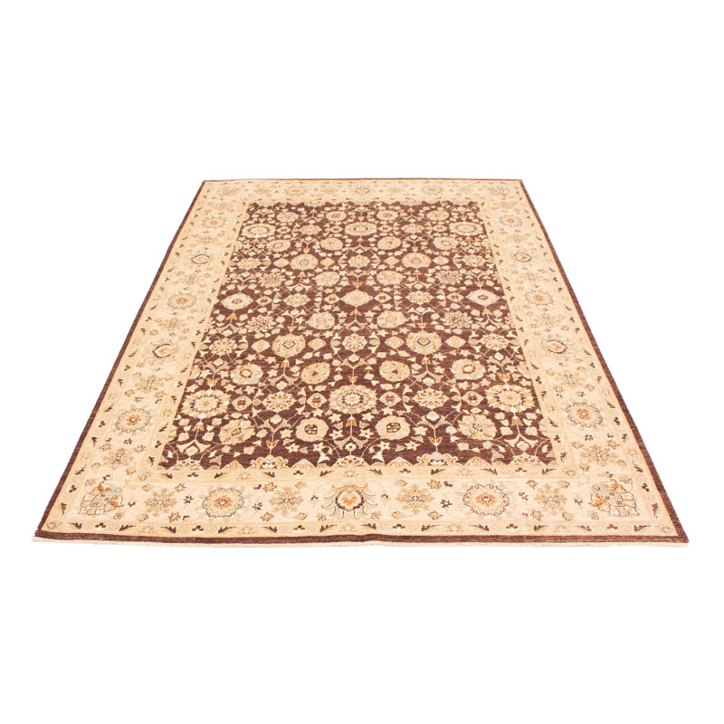 Tapis brun foncé en laine noué à la main de conception unique 8 pi x 10 pi 10 po New Age Chobi