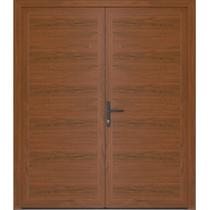 Portes extérieures pré-montées en métal-plastique à l'avant / Portes de garage commerciales et résidentielles en noyer MANUX 8111 72 po x 80 po