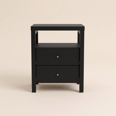 Absecon Modern 23“H 2 Drawer Nightstand With Open Shelf