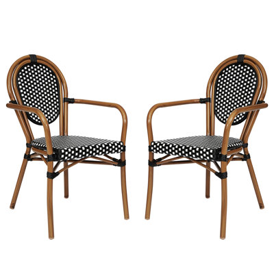 Damore All-Weather Commercial Paris Chairs with Arms and Metal Frames by Bay Isle Home