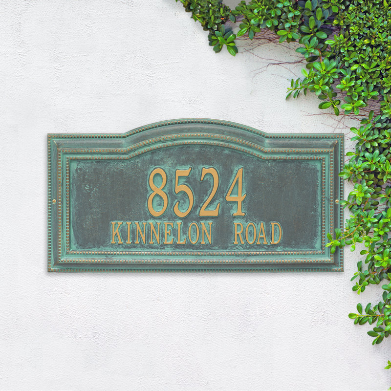 Signature Series 2-Line Wall Address Plaque, Yes, Bronze, Verdigris