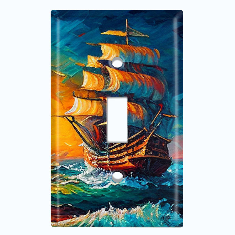 Copper Rust Patina Teal Print 1 - Gang Toggle Light Switch Standard Wall Plate
