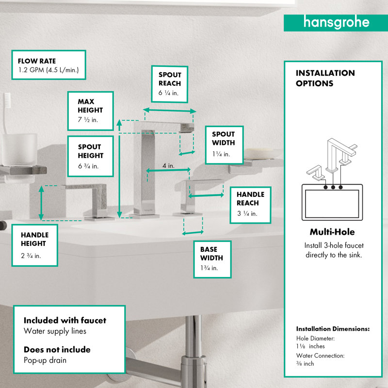hansgrohe Tecturis E Widespread Faucet 150, 1.2 GPM, Brushed Black Chrome