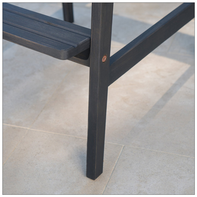 Outdoor Acacia Wood Adirondack Barstools, Set Of 2, Dark, Durable And Stylish For Patio And Garden Use, Gray