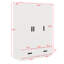 Garde-robe 3 portes avec tiroirs, tablettes et tringle