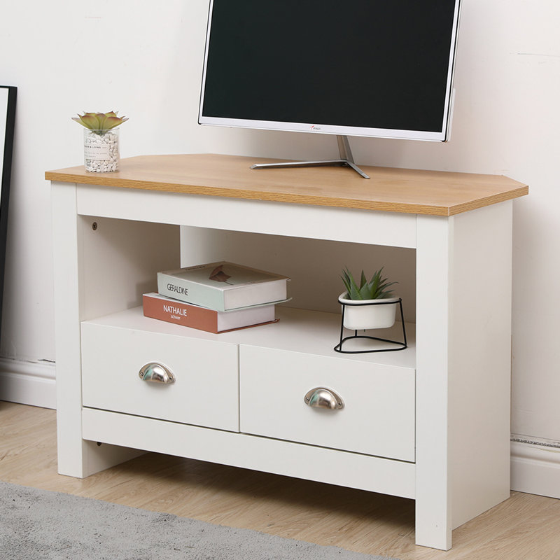 Derek Unfinished TV Stand for TVs up to 47", Oak/White
