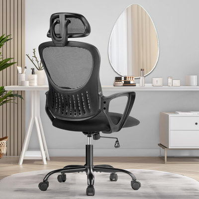 Home Office Desk Chair, Ergonomic Computer High-Back Mesh Rolling Work Task Chairs, Grey -  Inbox Zero, 63D330424E7A44A6A05871762E3BFF64