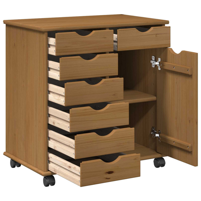 Solid Wood Rectangle Accent Cabinet, Honey Brown