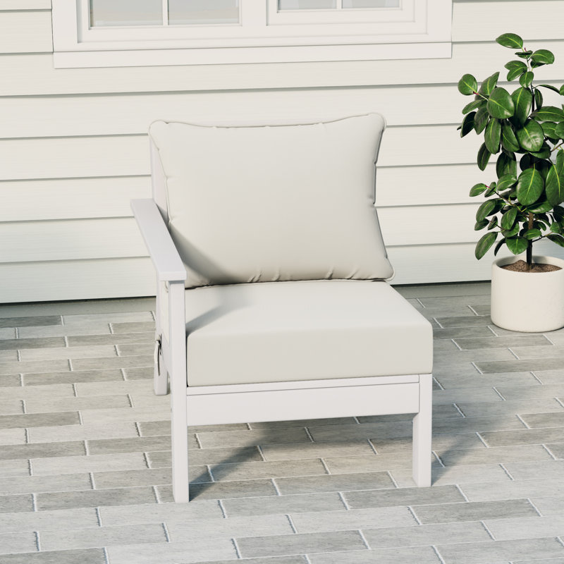 Chaise avec accoudoirs profonds à gauche avec coussins, White, Blanc
