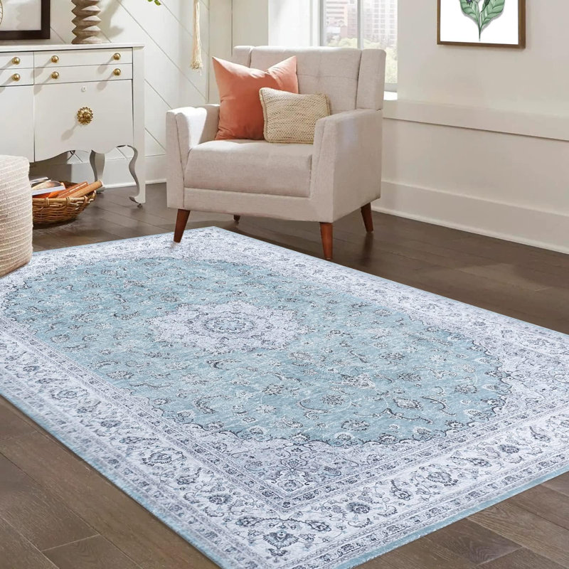 Floral Machine Printed Area Rug, Rectangle 60 x 230 cm