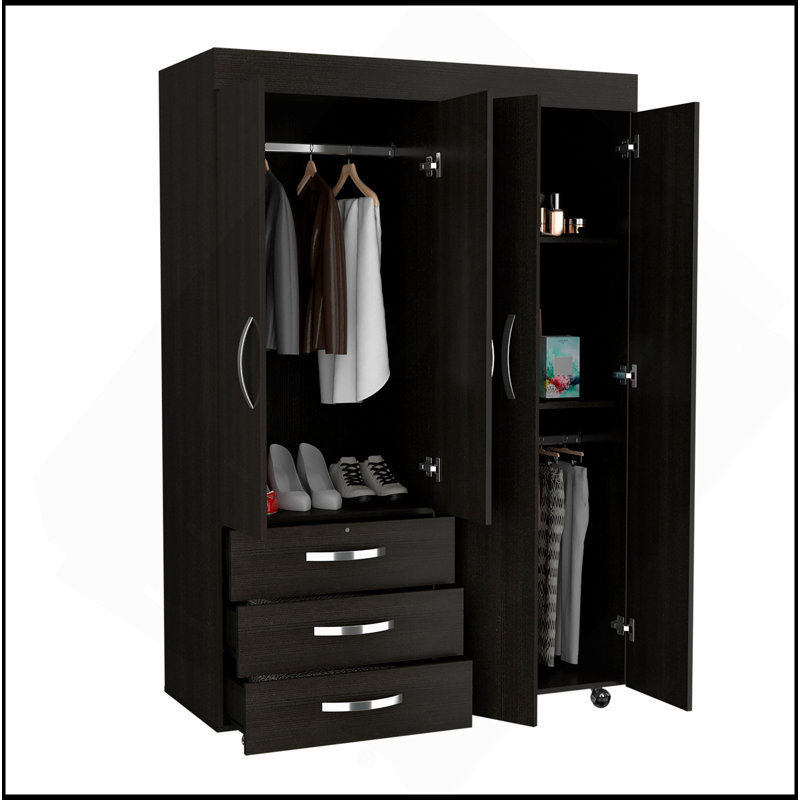 Armoire mobile en velours, chambre à coucher, noir