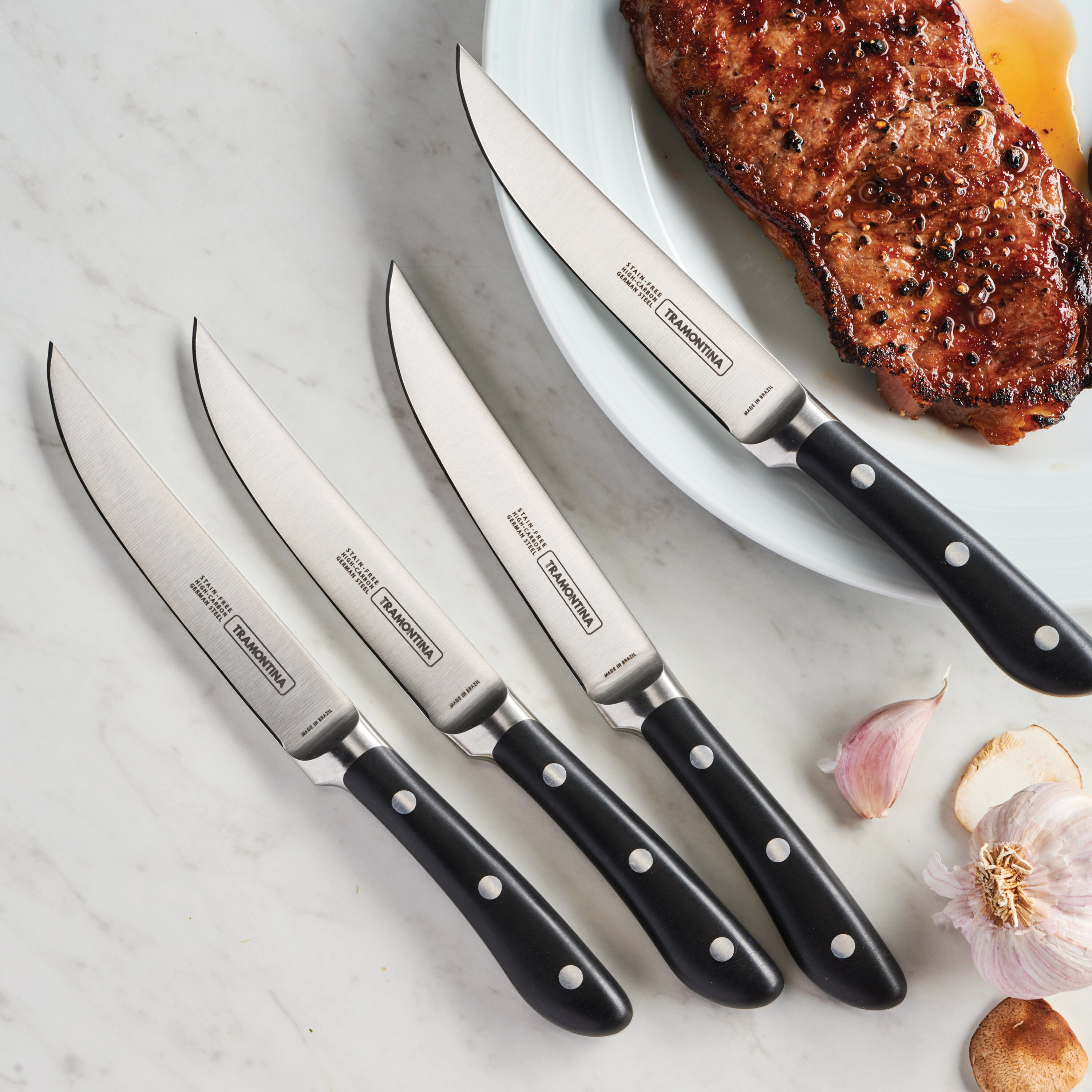 4 Steak Knife Set Serrated Edge Steel Utility Knives Steakhouse Cutlery  Utensil