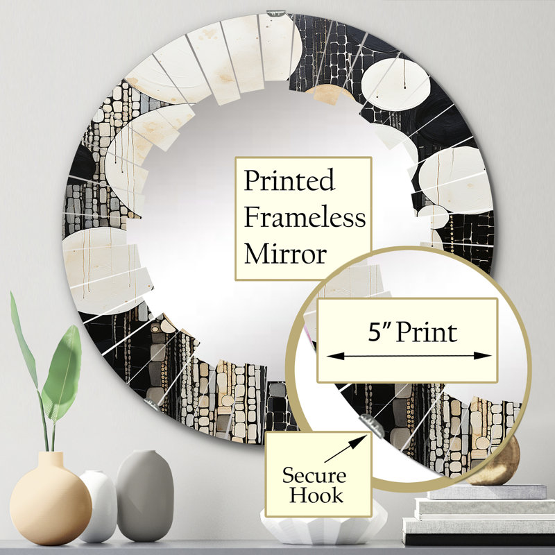 Reg - Miroir mural rond moderne, 24 po x 24 po