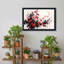 Tableau sur toile avec effet de coulures d'encre noire et rouge représentant des vignes rouges-907619216