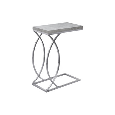Side Table 18.2"W x 10.2"D x 25"H MDF 1 Pc Grey C-shaped