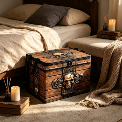 Halloween Decor 1Pcs Storage Box Fabric Imitation Wood Grain Foldable Storage Box Large Capacity Clothing And Toy Organizer With Lid