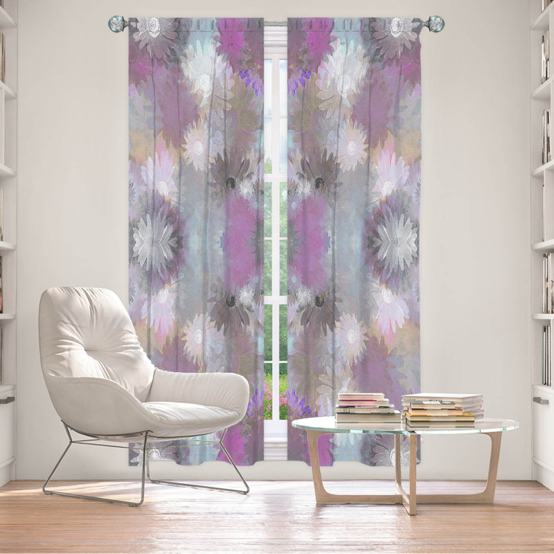 Galyna Room Darkening Curtain Pair, 20" W x 52" L, Purple/Gray/White