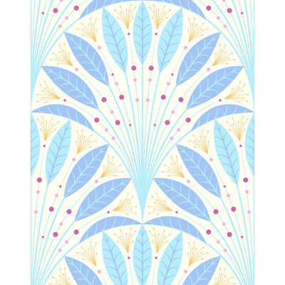 7m x 75cm Matte Art Deco Leaf Fan Wallpaper Roll