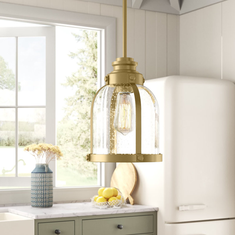 Barbour 1-Light Dimmable Single Pendant, 59" H x 8.75" W x 8.75" D, Heritage Brass