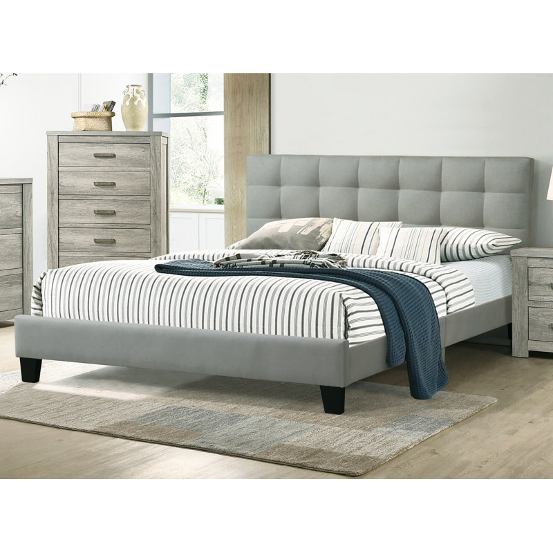 Braylea Upholstered Bed, Queen, Light Grey