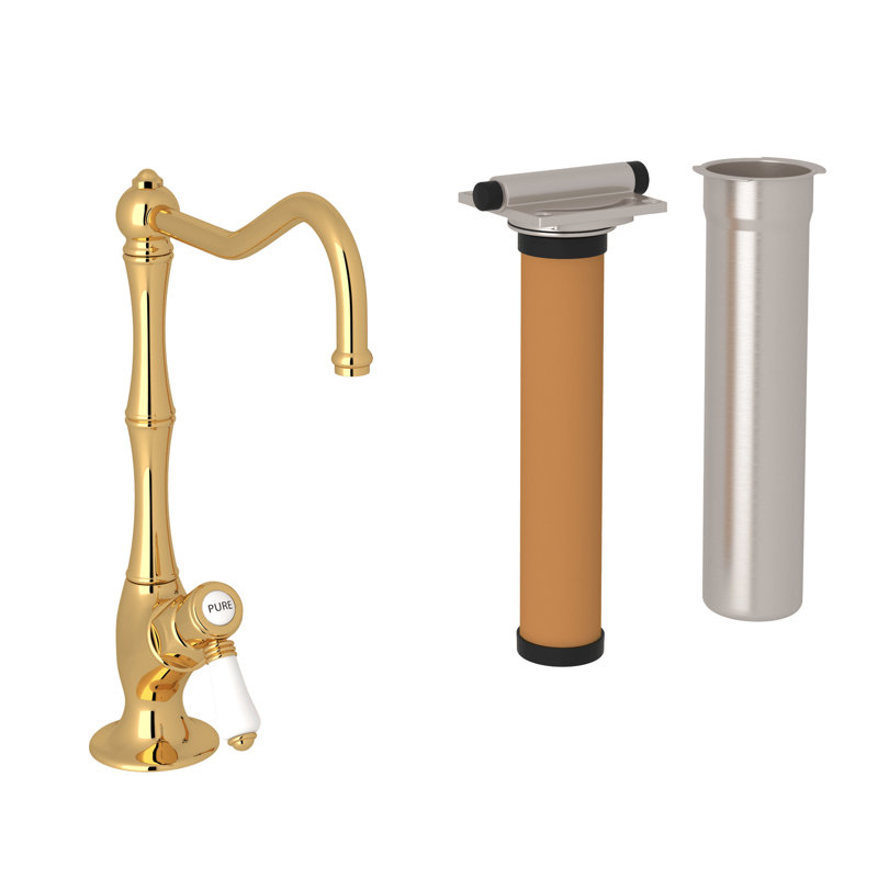 Acqui Filter Kitchen Faucet Kit, Porcelain mini lever, Italian Brass