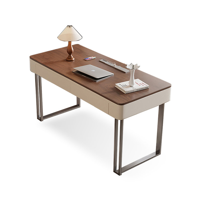 Bureau rectangulaire en bois massif avec tiroirs Walnut, H 29,53 po x l 47,24 po x P 23,62 po