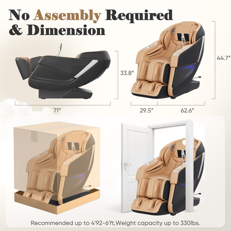 2025 All-new Multi-function Zero-gravity Massage Chair with Full-body Airbag,SL track with AI Voice, LED Aange Lights, Waist and Calf Heating, and On-screen Controller