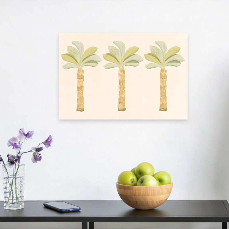 Coastal Palm Trio Abstract Palm Tree Coastal Wall Art Print, 30.48cm H x 45.72cm W