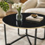 Ensemble de table basse ronde et tables de bout 3 pièces, ensemble de salon moderne avec cadre en verre trempé noir