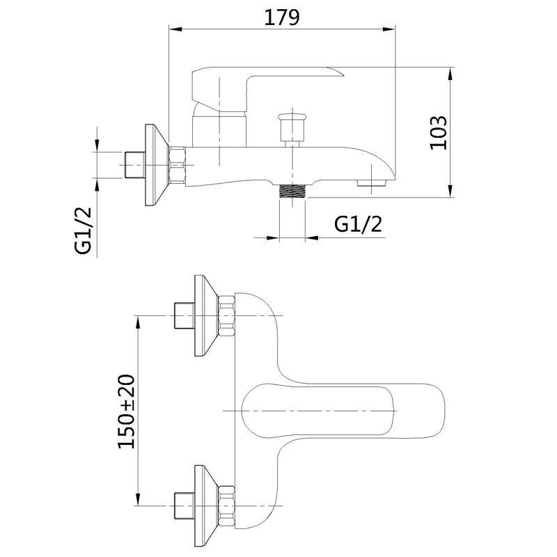 1 Handle Wall Bath Shower Mixer Bath Filler