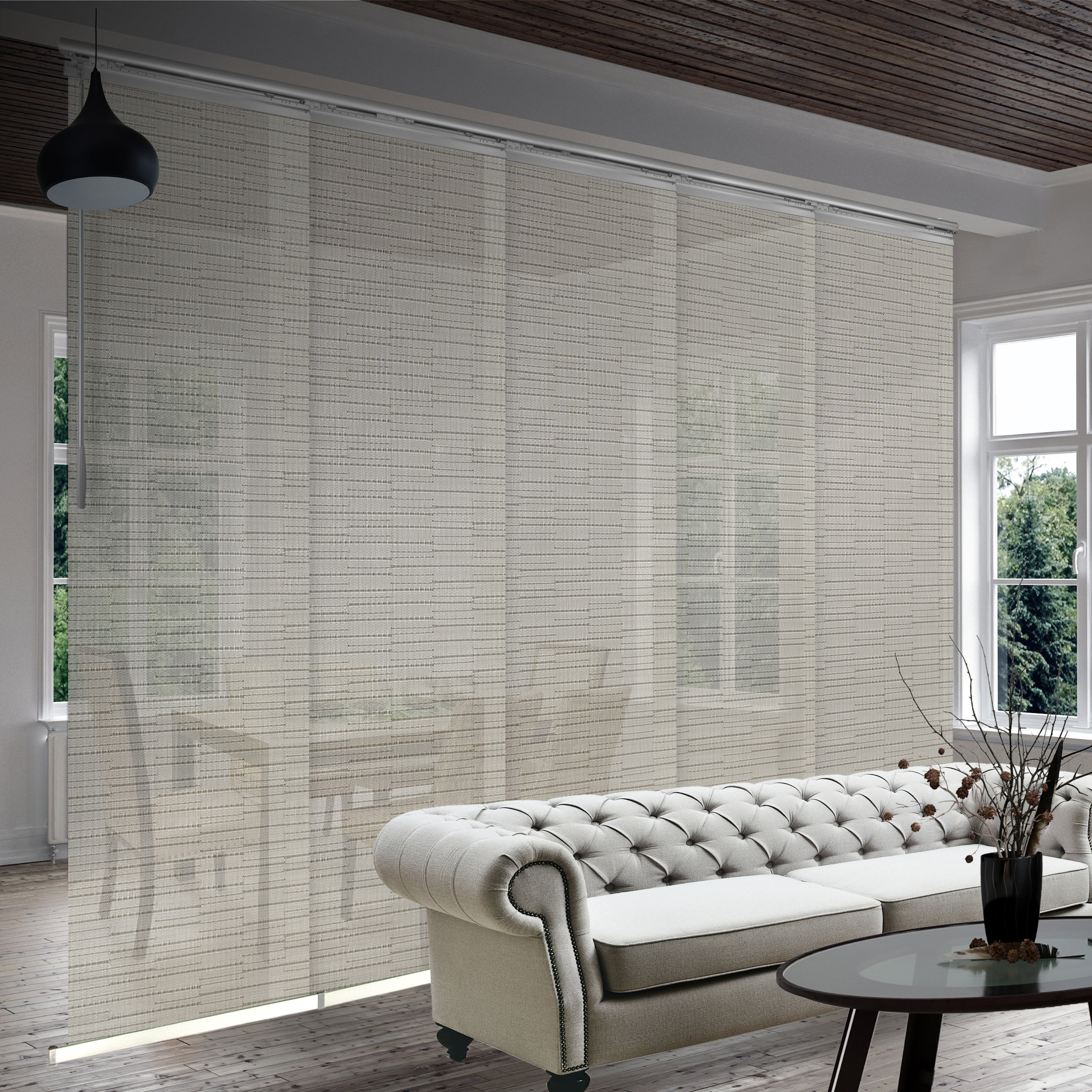 Rod Desyne Pewter Filigree Semi-Sheer Vertical Blind | Wayfair